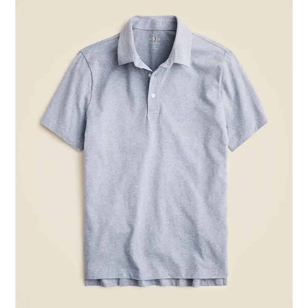 J.Crew Sueded Cotton Polo Shirt Mens M Tall Light Blue Short Sleeve Classic Fit